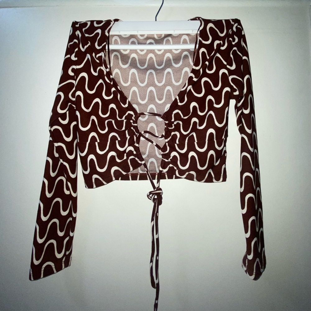 Brown Crop top long sleeve